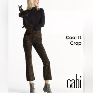 Cabi Women Leggings Sz M Brown Compression Rayon Elastic Waist Flared Snakeskin